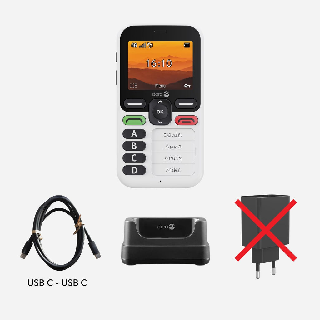 Téléphone Portable 4G Leva X10 Senior Touche d'Assistance GPS 4 Contacts Pré-Enregistrés SMS Blanc