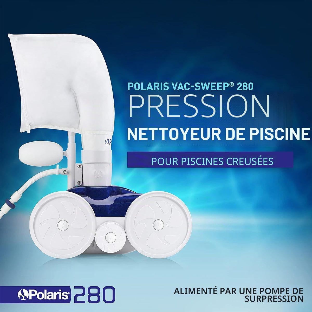 Nettoyeur de piscine à pression F5 P280 avec déplacements multidirectionnels tuyau d’alimentation 9,6 m raccord 3,8 cm pour piscine enterrée