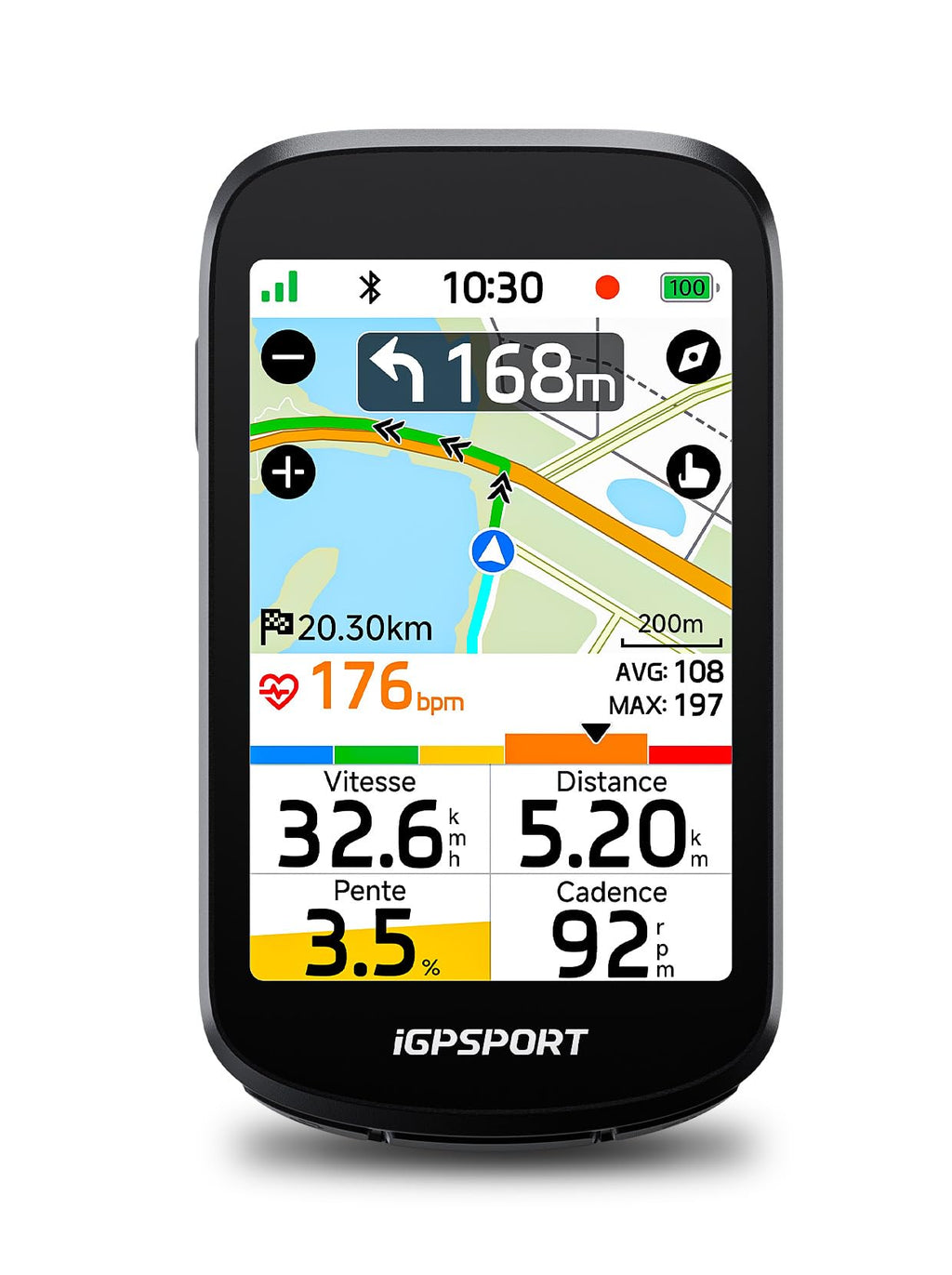 Compteur vélo GPS BSC500 sans fil écran tactile 3,3 pouces navigation cartographique vocale IPX7 autonomie 25 h Bluetooth ANT