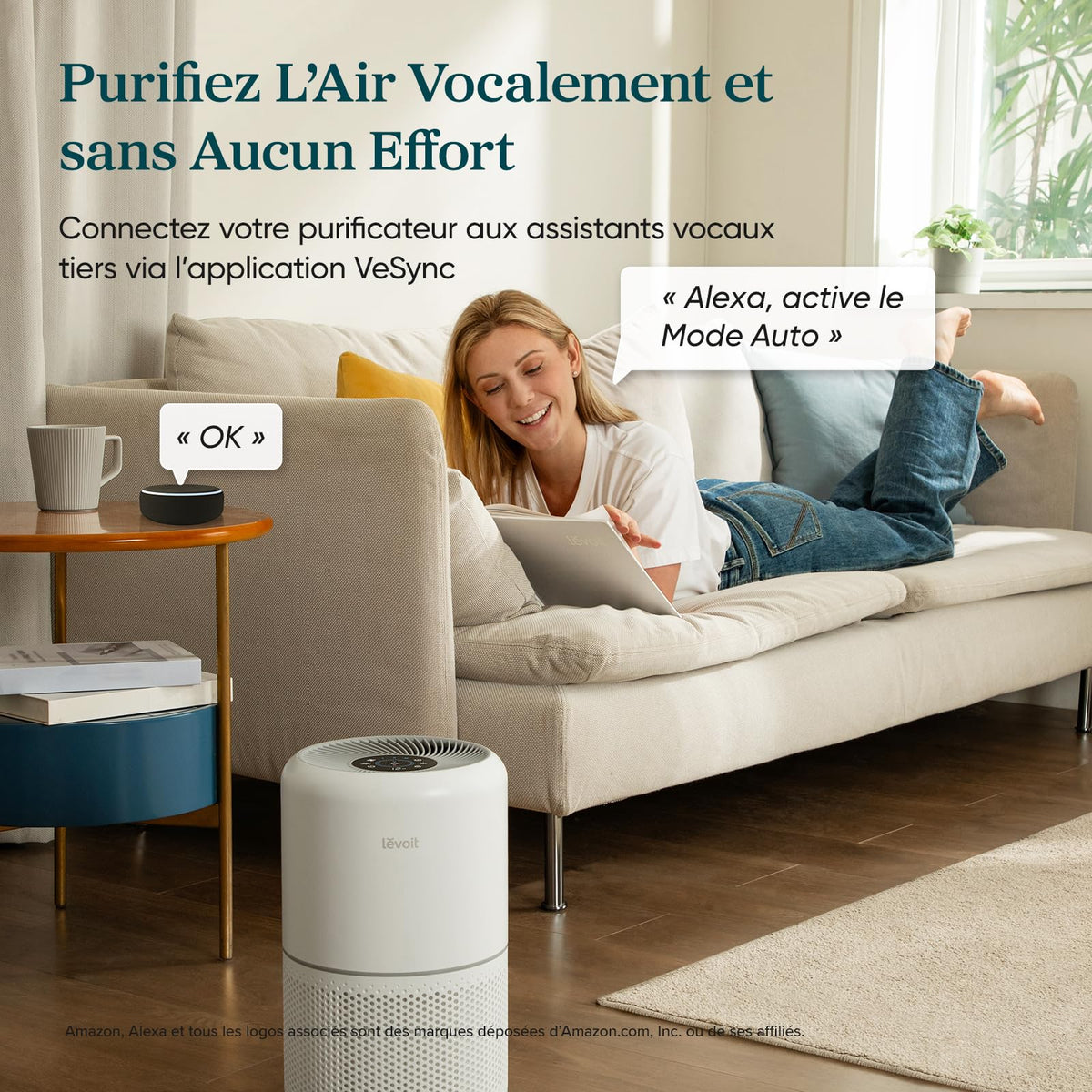 Purificateur d'air Core300S HEPA CADR 240 m³/h contrôle par application capteur de qualité de l'air 50 m² blanc