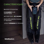 Pantalon de pressothérapie sans fil HighFly Pro 01 6 chambres 0 à 200 mmHg 6 niveaux 5 programmes écran LCD Bluetooth USB-C