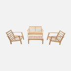 Salon de jardin 4 places en acacia canapé fauteuils table basse coussins vert de gris 123 x 82 x 74 cm