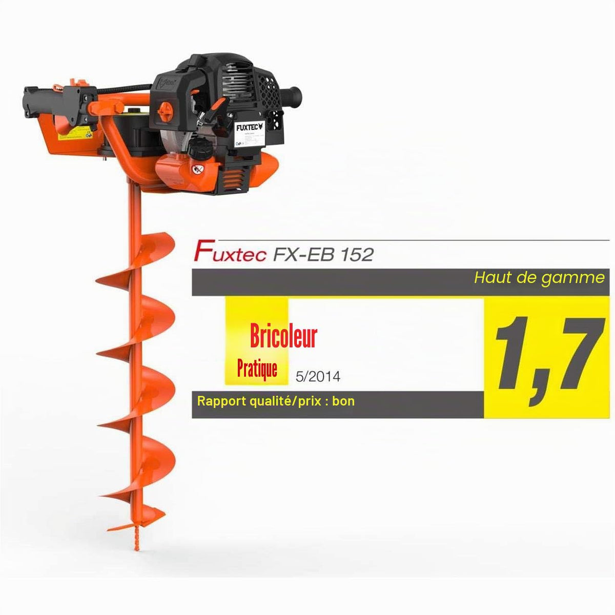 Tarière thermique FX-EB152 3 ch 52 cm³ avec 3 mèches 80 cm diamètres 100 150 et 200 mm châssis en acier