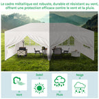 Barnum pliant 3 x 6 m avec 6 parois tente de réception beige structure métallique imperméable UPF 50+
