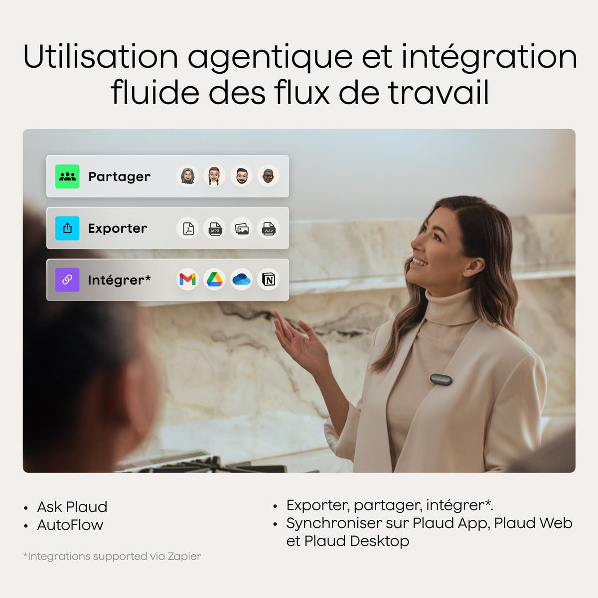 Enregistreur vocal IA NotePin S 64 Go transcription IA 112 langues autonomie 20 h microphone intégré MP3 avec 4 accessoires