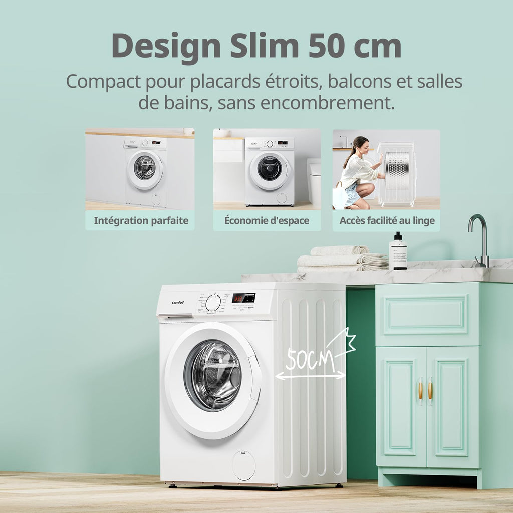 Lave-Linge Frontal CFE12EW90/W 9 kg Classe Énergétique A 1400 tr/min Moteur BLDC 15 Programmes Prélavage Vapeur Blanc