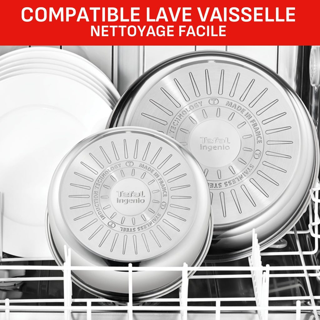 Batterie de cuisine Ingenio L897SK04 20 pièces acier inoxydable antiadhésif induction avec poignées amovibles et couvercles