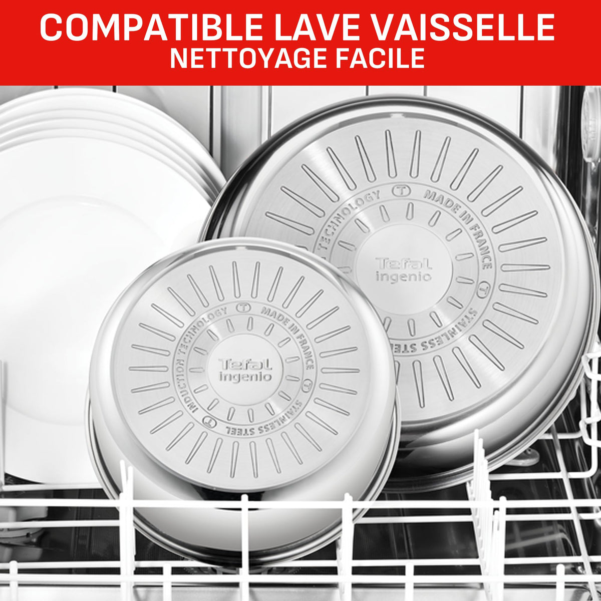 Batterie de cuisine Ingenio L897SK04 20 pièces acier inoxydable antiadhésif induction avec poignées amovibles et couvercles