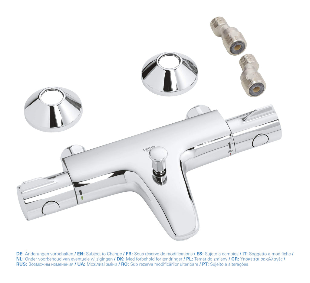 Mitigeur thermostatique bain douche Grohtherm 800 34569000 1/2 montage mural chromé 2 poignées débit 20 l/min
