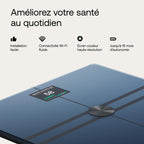 Balance connectée Body Comp BIA Wi-Fi Bluetooth 180 kg composition corporelle fréquence cardiaque écran couleur