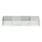 Enclos à Poules 24 m² 8 x 3 x 2 m Acier Grillage 25 mm Bâche de Toit 1 Porte à Loquet Guide de Montage