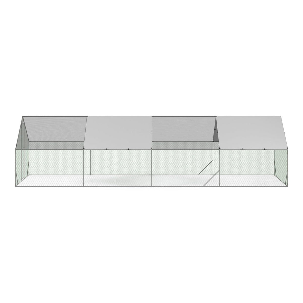Enclos à Poules 24 m² 8 x 3 x 2 m Acier Grillage 25 mm Bâche de Toit 1 Porte à Loquet Guide de Montage