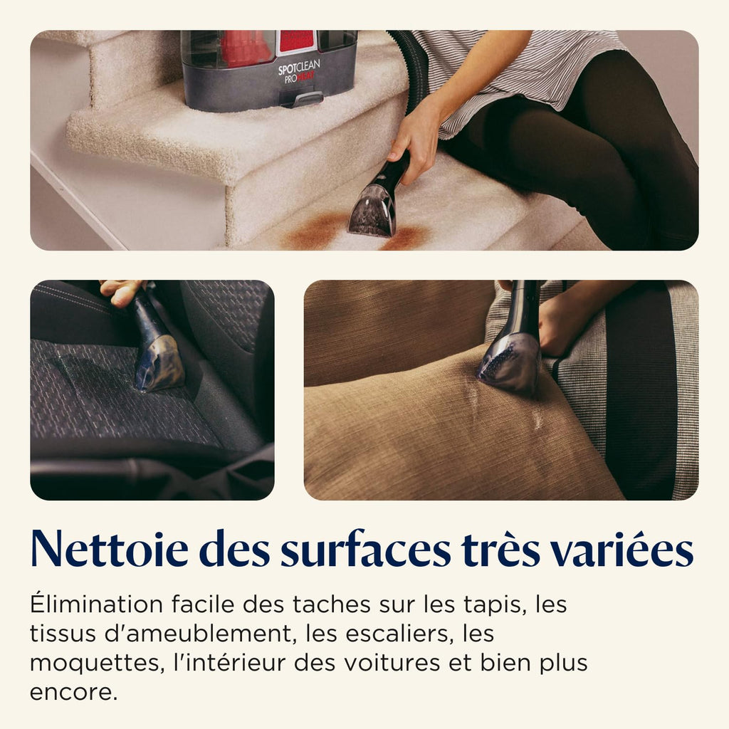 Shampouineuse pour tapis et tissus SpotClean ProHeat 36988 330 W 1,1 L double réservoir tuyau de 1,5 m