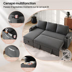 Canapé d'angle convertible 3 places TRFR-SF24-0770B canapé-lit avec rangement chaise longue réversible 120 x 200 x 88 cm