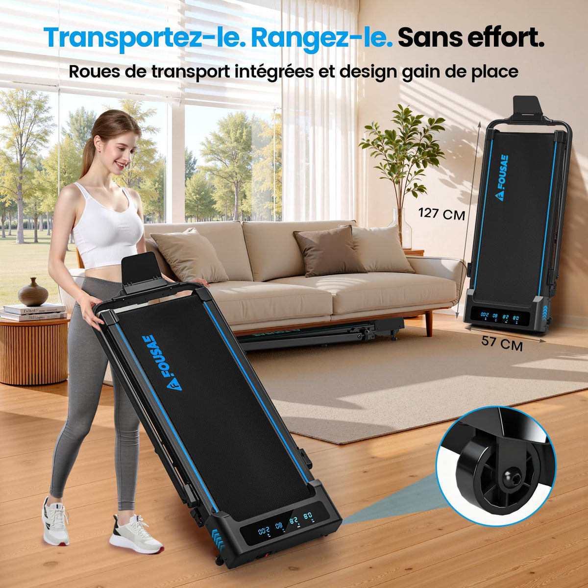 Tapis de Course Pliable X381pa 2,75 CV 12 km/h Inclinaison 9% 12 Programmes HIIT Application Télécommande Écran LED