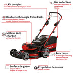 Tondeuse à gazon sans fil GP-CM 36/47 S HW Li 36 V 47 cm autotractée moteur sans charbon 2 batteries 4 Ah 2 chargeurs