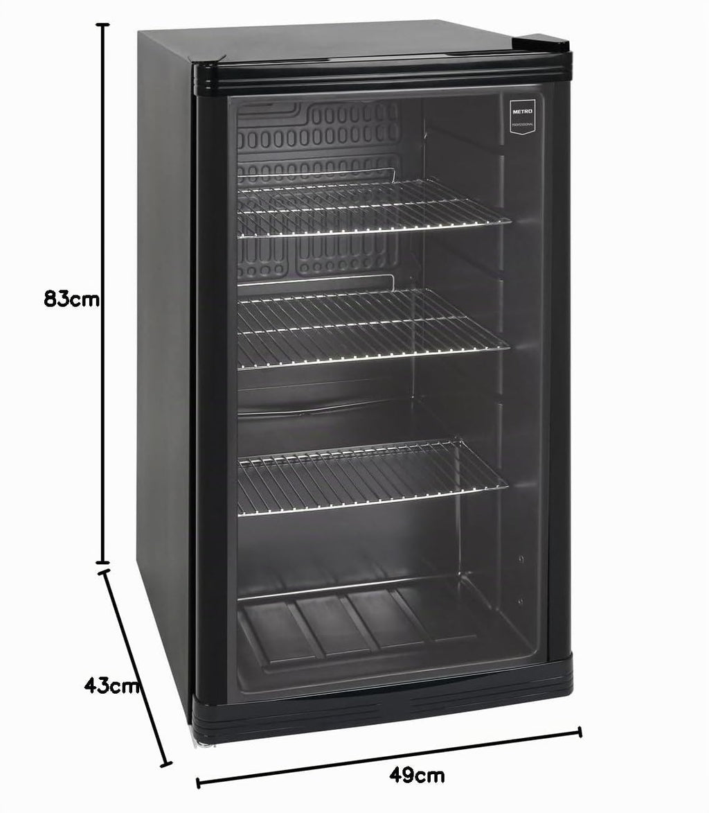 Réfrigérateur à boissons GPC1088 88 L 49 x 43 x 83 cm froid statique 3 clayettes réglables porte vitrée noire