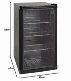 Réfrigérateur à boissons GPC1088 88 L 49 x 43 x 83 cm froid statique 3 clayettes réglables porte vitrée noire