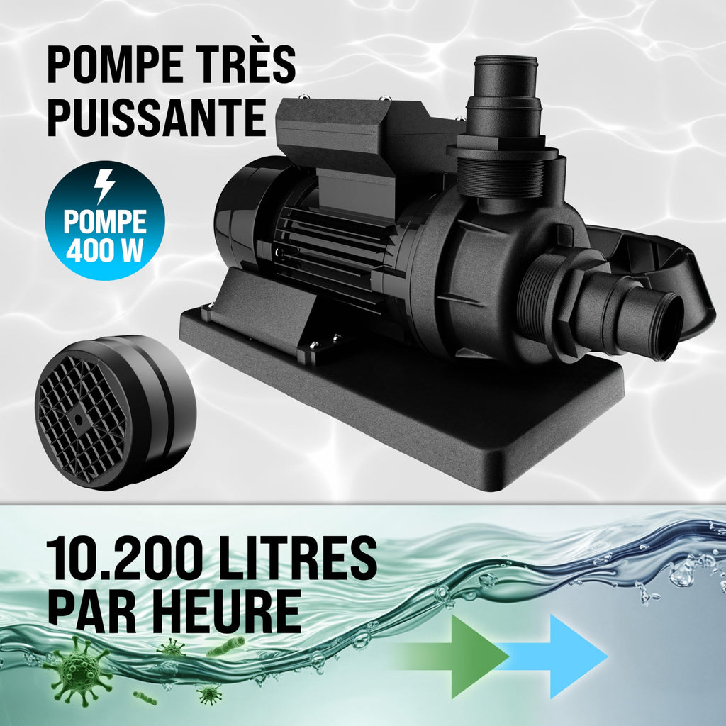 Pompe filtre à sable pour piscine 10,2 m³/h SF12K MZPP14 400 W réservoir 25 L 230 V raccord 32 à 38 mm