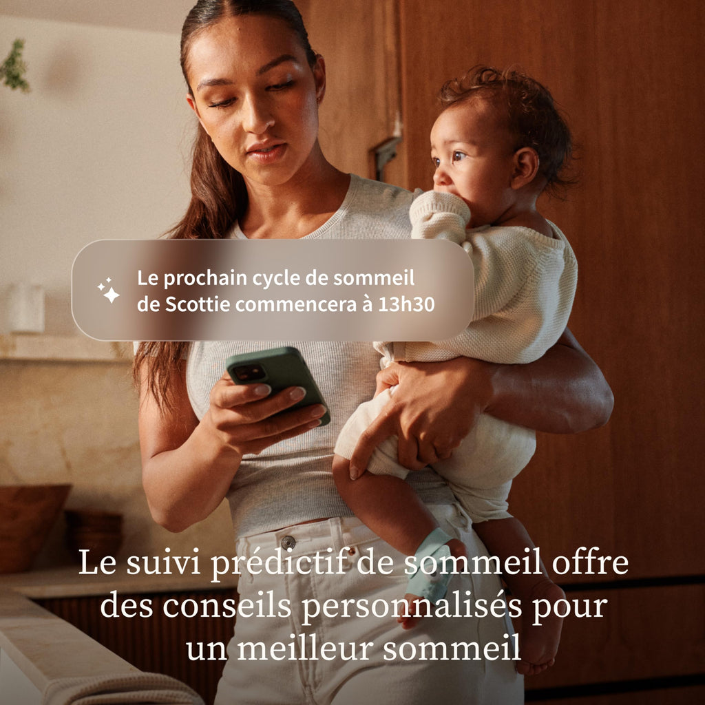 Moniteur bébé intelligent Dream Sock avec suivi de la fréquence cardiaque et du niveau d’oxygène autonomie 16 h Bluetooth Wi-Fi 2,4 GHz