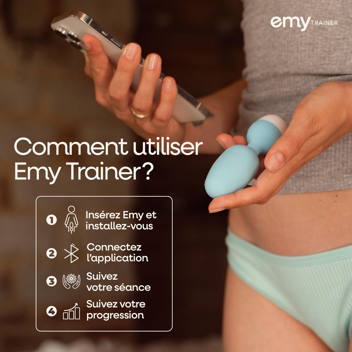Sonde Périnéale Connectée Emy Trainer Biofeedback Rééducation du Périnée Dispositif Médical Application Interactive