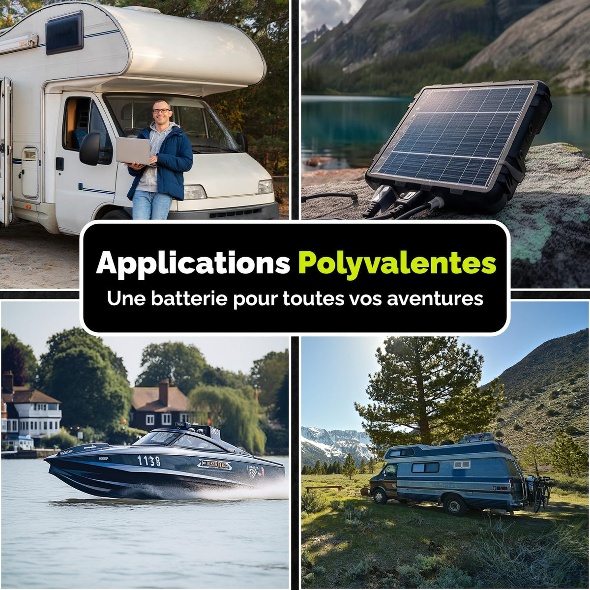 Batterie AGM 12 V 100 Ah Caravan-100AH étanche sans entretien avec borne positive à droite pour caravane et système solaire