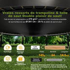 Trampoline extérieur rond 228 cm modèle 0534 filet de sécurité 42 ressorts échelle charge 50 kg