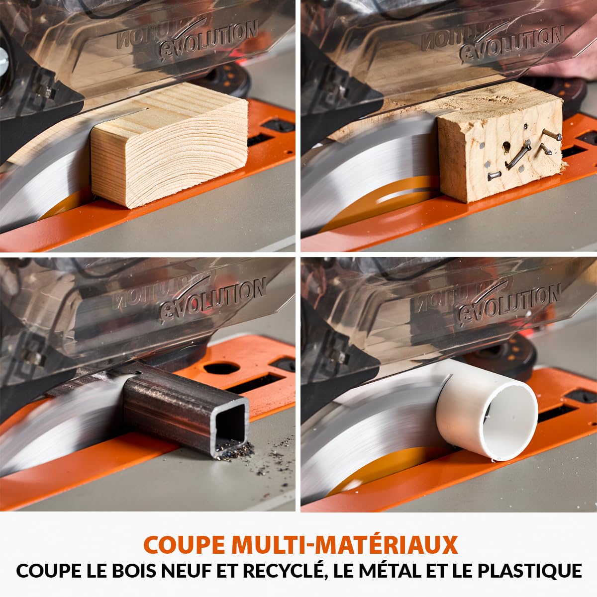 Scie de Table R255TBL+ 1800 W Lame TCT 256 mm Coupe Bois Métal Plastique Biseau 45° Profondeur 85 mm Frein Électrique
