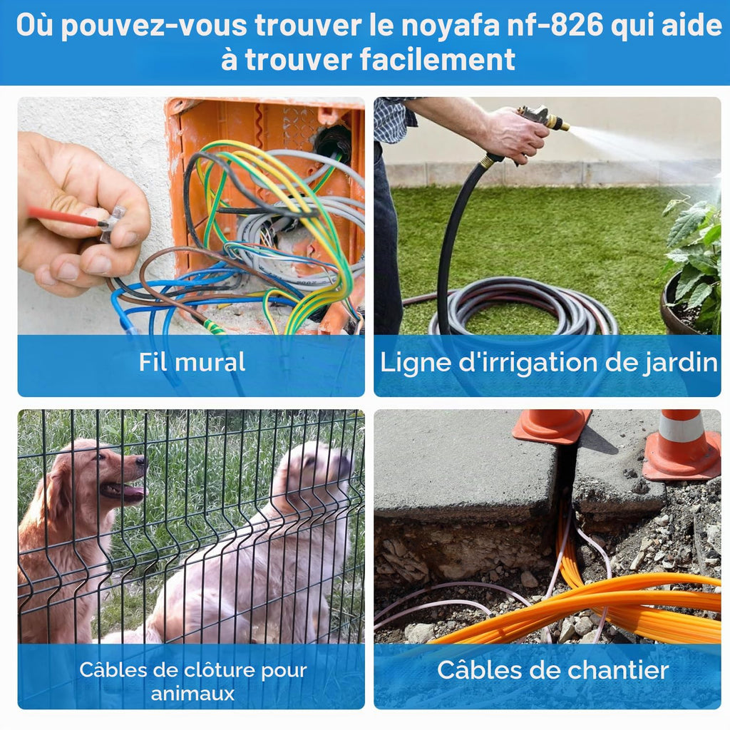 Détecteur de câbles souterrains et muraux NF-826 12 à 400 V avec fonction voltmètre et sensibilité réglable
