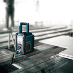 Radio de chantier DMR112 FM USB stéréo écran LCD alimentation par batterie 3,6 V 28,2 x 16,3 x 29,4 cm