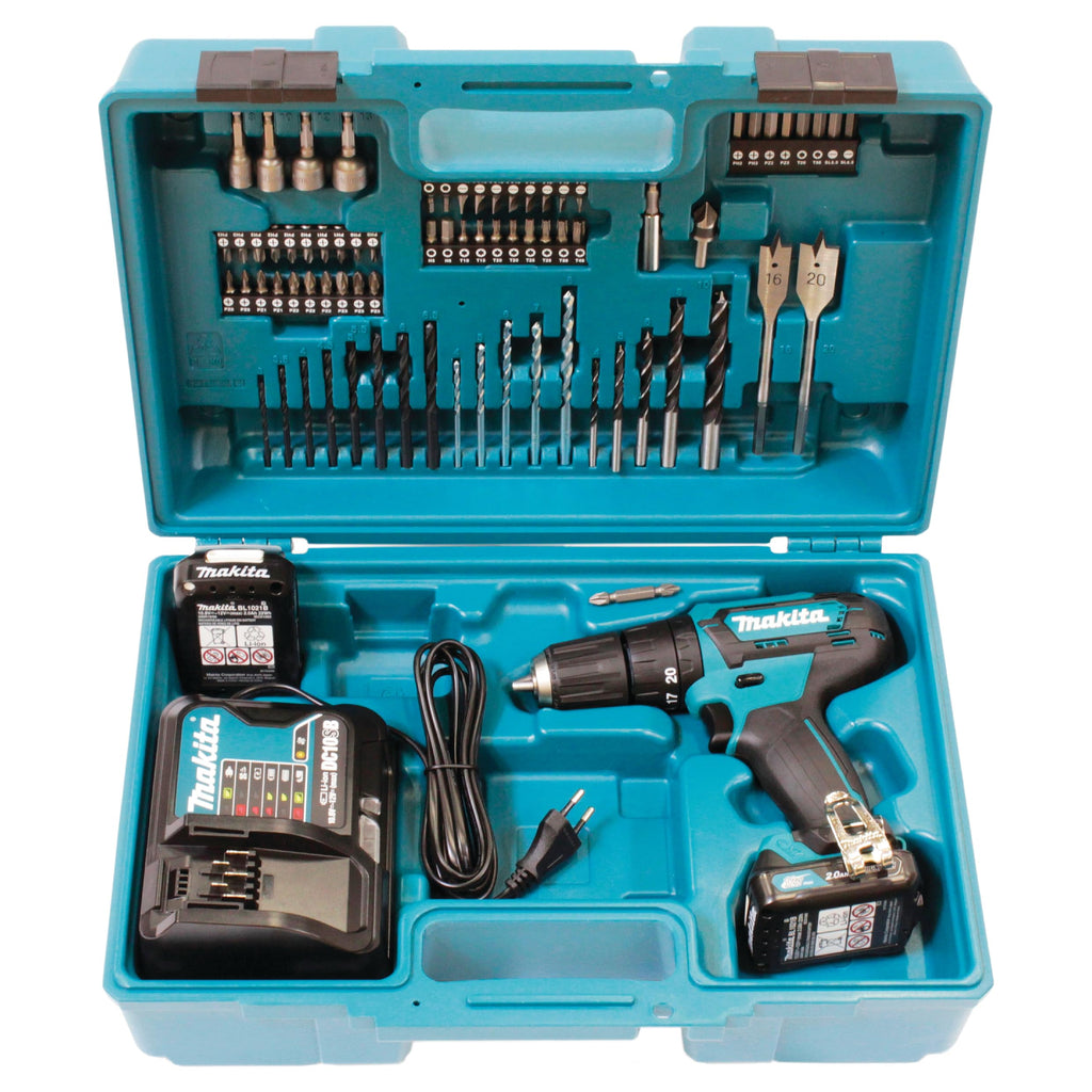 Perceuse-visseuse à percussion sans fil HP333DSAX1 12 V 2 Ah 1700 tr/min couple 30 Nm 18 vitesses 2 batteries chargeur coffret