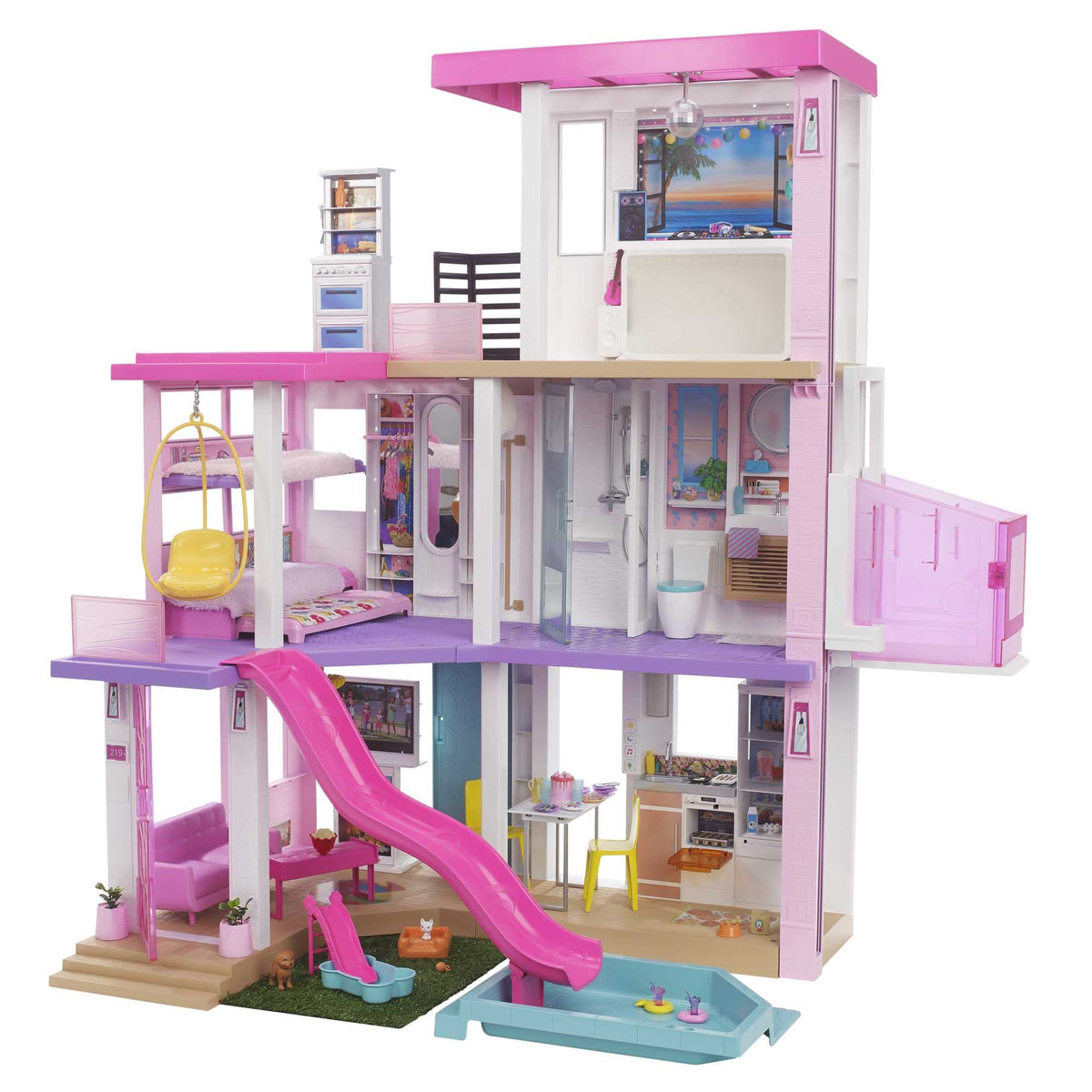 Maison de Poupée Dreamhouse GRG93 177 x 72 x 109 cm 10 Espaces de Jeu 119 Pièces avec Piscine Toboggans et Ascenseur