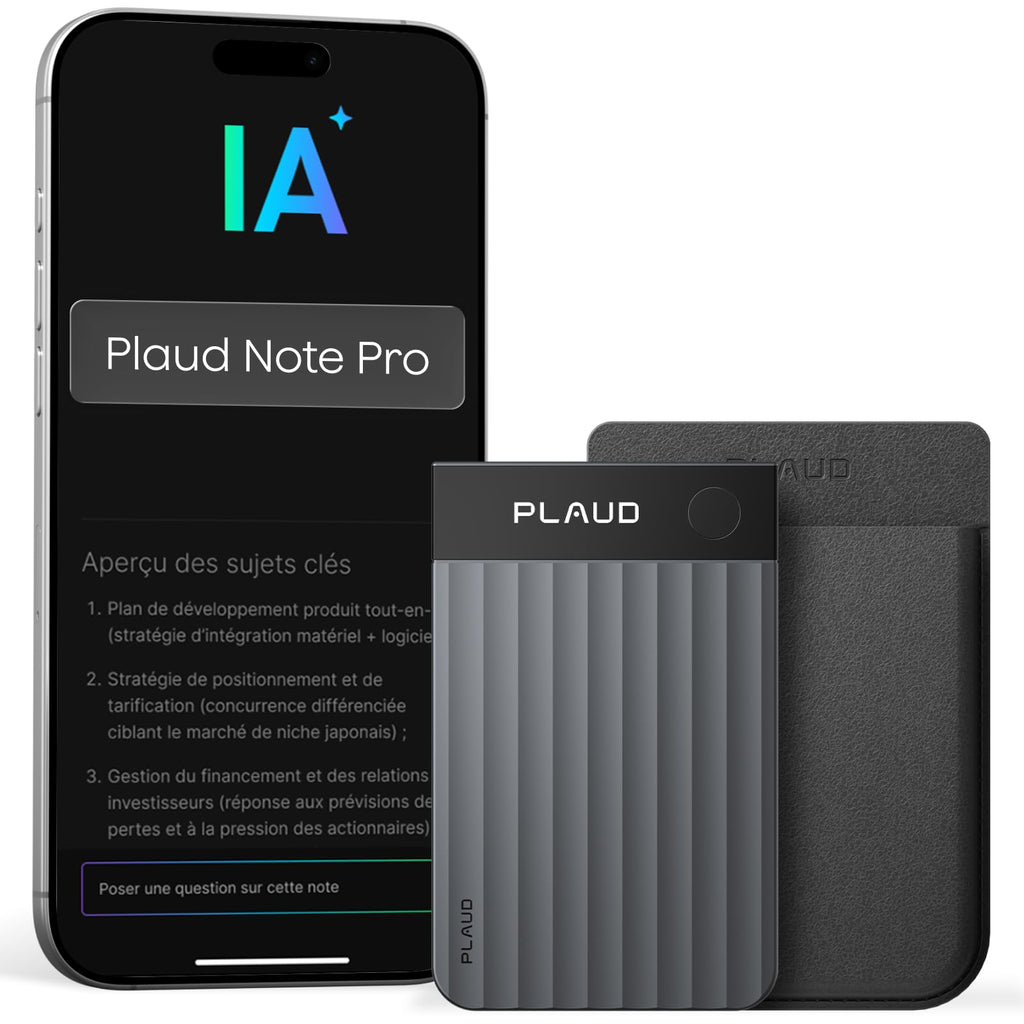 Note Pro Enregistreur vocal IA avec transcription dictaphone numérique 64 Go Bluetooth 50 h d'enregistrement