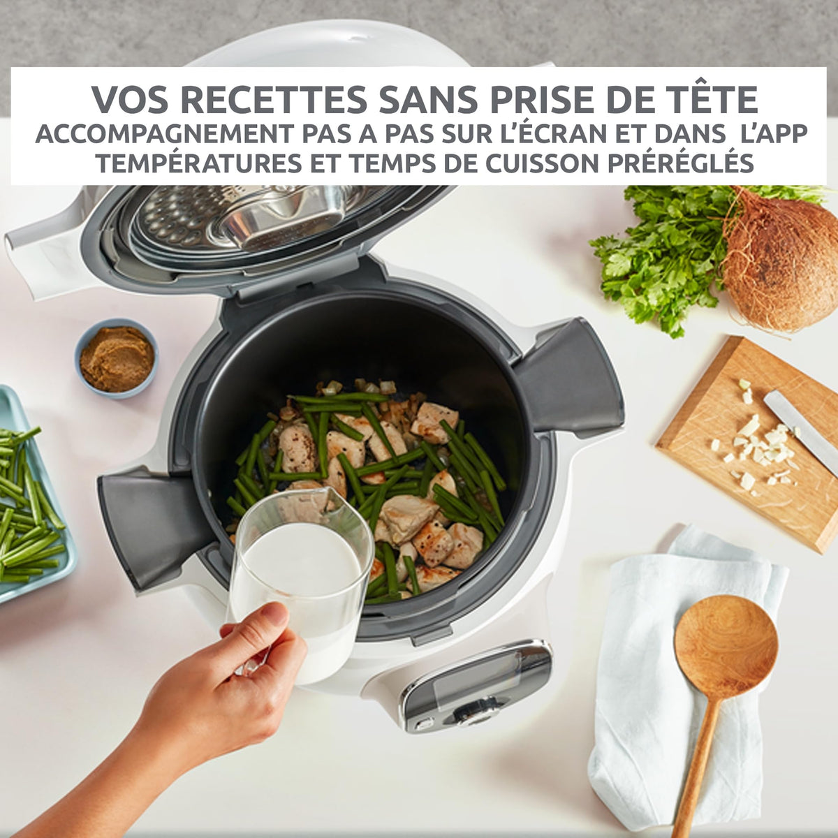Multicuiseur haute pression Cookeo+ 6 L 1600 W programmable 6 modes de cuisson 150 recettes intégrées écran tactile