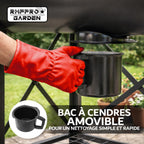 Barbecue au charbon de bois avec grille XL thermomètre intégré kit d'accessoires housse chariot en acier roues étagères pliables