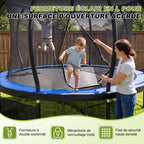 Trampoline extérieur rond 228 cm modèle 0534 filet de sécurité 42 ressorts échelle charge 50 kg