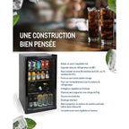 Réfrigérateur à boissons GPC1088 88 L 49 x 43 x 83 cm froid statique 3 clayettes réglables porte vitrée noire