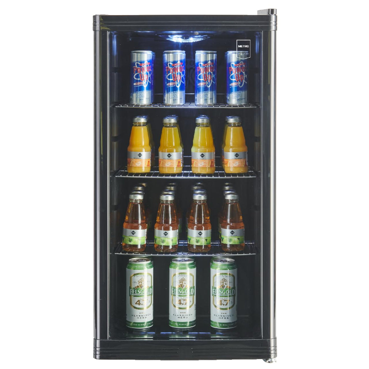 Réfrigérateur à boissons GPC1088 88 L 49 x 43 x 83 cm froid statique 3 clayettes réglables porte vitrée noire