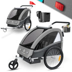 Remorque vélo enfant 2 en 1 Sport-RX avec fonction jogging 2 places ceinture 5 points roue avant 360° 160 x 76 x 98 cm