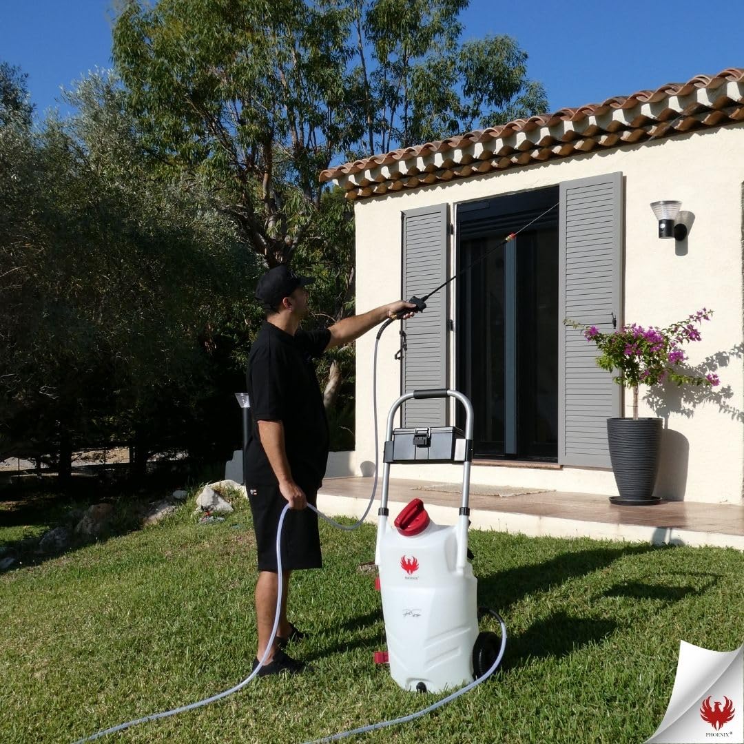 Pulvérisateur électrique Pro Sprayer Evo 35 L 7 bars 2 batteries 18 V tuyau 8 m 4 buses lance 40 cm sur chariot