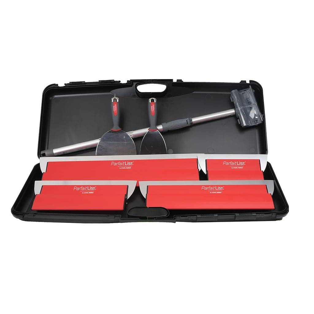 Kit de lissage pour plaquiste lames 25 35 45 et 60 cm couteaux à joint 10 et 15 cm 2 rallonges de 0,5 m