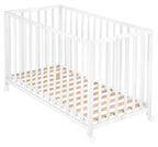 Lit Bébé Pliant Fold Up 287100WE 60 x 120 cm Hêtre 2 Niveaux Réglables 4 Roulettes à Freins Charge 40 kg Blanc