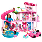 Maison de Poupée avec Accessoires HMX10 79 Pièces 10 Espaces de Jeu Toboggan 3 Étages et Piscine