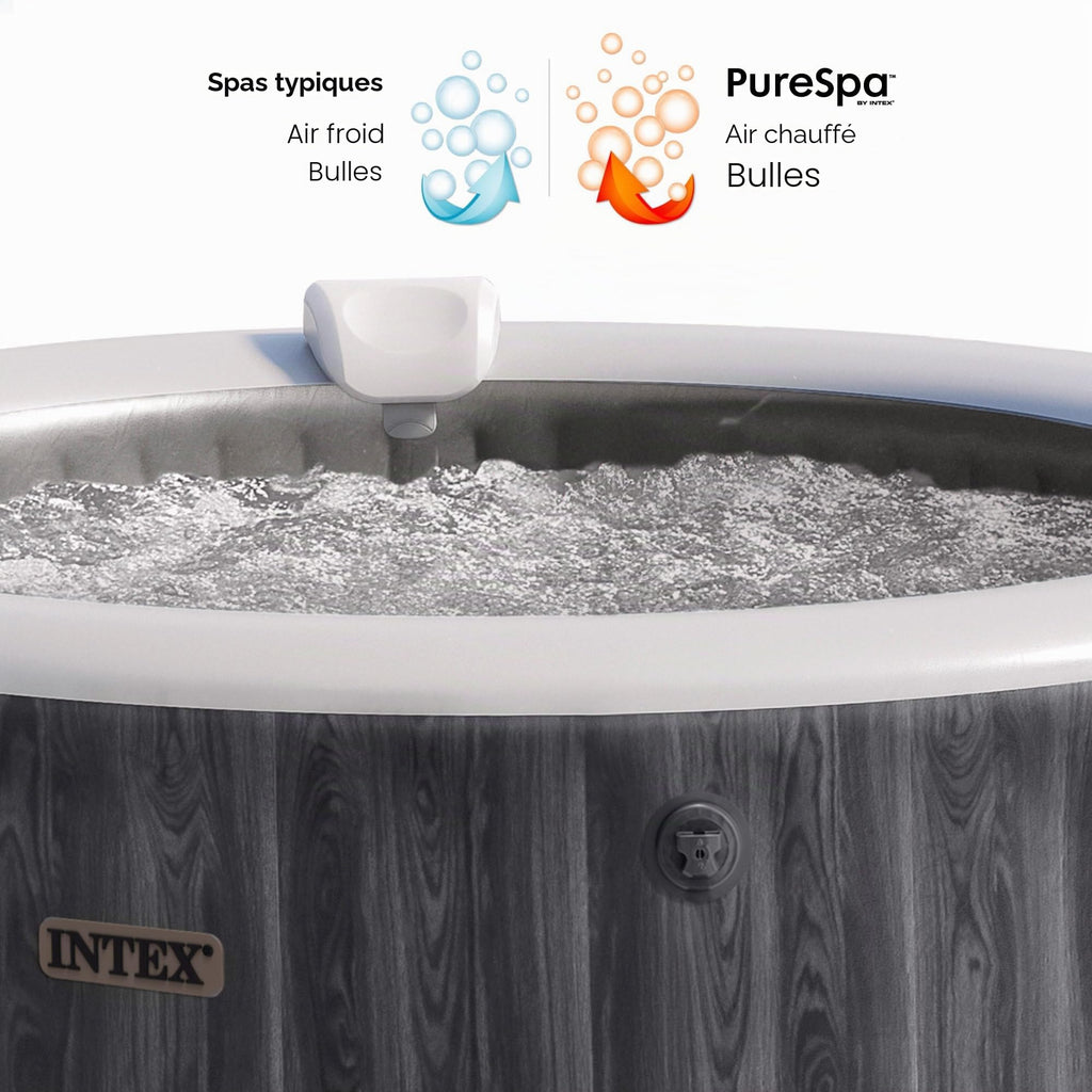 Spa gonflable Pure Spa Baltik 28440NP 4 places 795 L 140 jets 220 V PVC rond gris 196 x 196 x 71 cm filtration 1,7 m³/h