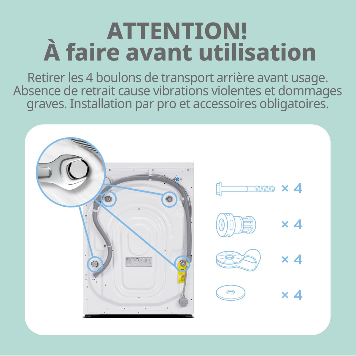 Lave-Linge Frontal CFE12EW90/W 9 kg Classe Énergétique A 1400 tr/min Moteur BLDC 15 Programmes Prélavage Vapeur Blanc
