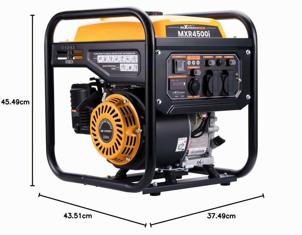 Groupe Électrogène Inverter Portable 3500 W Essence 4 Temps 3200 W 230 V 50 Hz Moteur 223 cm³ Réservoir 7,5 L