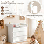 Table à langer avec commode 3 tiroirs WT010ws en bois d'ingénierie blanc 80 x 48 x 78 cm pour chambre bébé