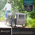 Remorque vélo enfant 2 en 1 Sport-RX avec fonction jogging 2 places ceinture 5 points roue avant 360° 160 x 76 x 98 cm