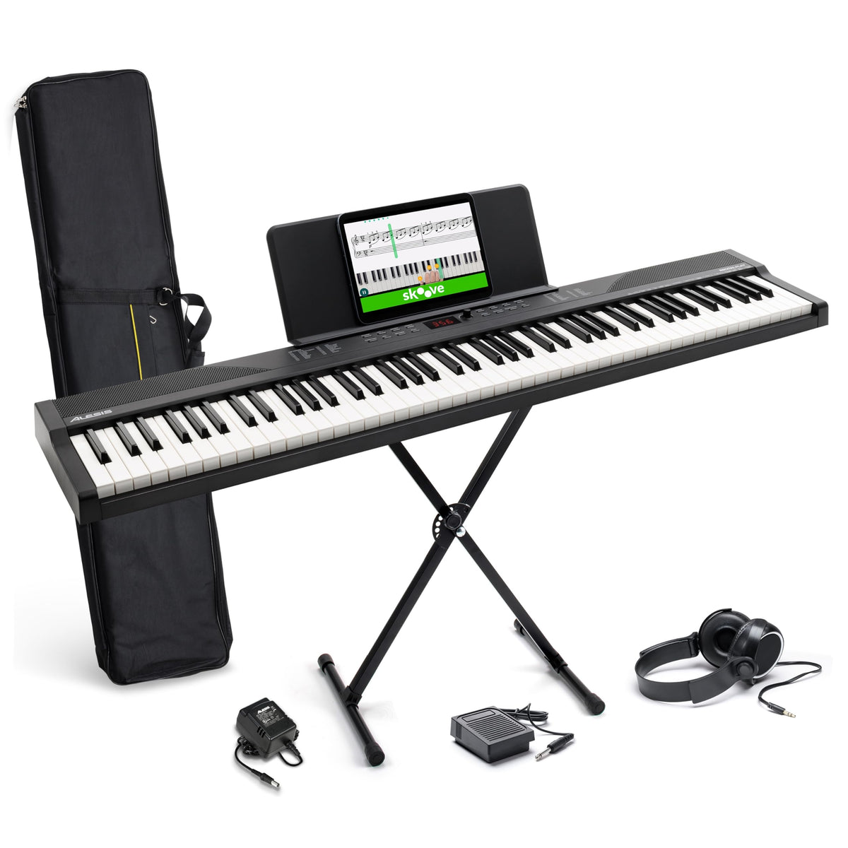 Clavier piano numérique Recital Play 88 touches avec support réglable pédale sustain casque et housse de transport