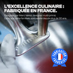 Set de 3 poêles inox 3 plis 18/10 20 26 28 cm induction tous feux four 230°C lave-vaisselle manche inox